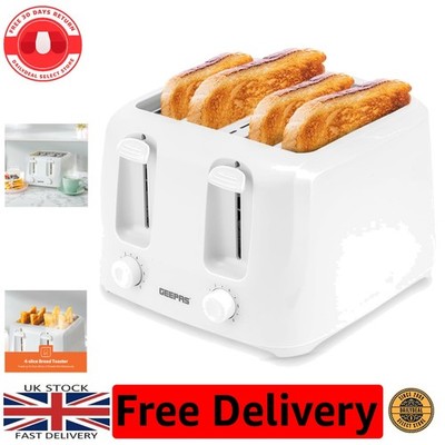Stilvoller weißer 4-Scheiben-Toaster mit unabhängigen Bedienelementen & abnehmbaren Krümelschalen