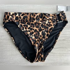 Bar III Women's Night and Day Cheetah-Print Bikini Bottoms Size Large