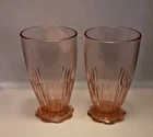 2Vintage Anchor Hocking Pink Depression Glass Old Colony Lace Edge Ftd. Tumblers