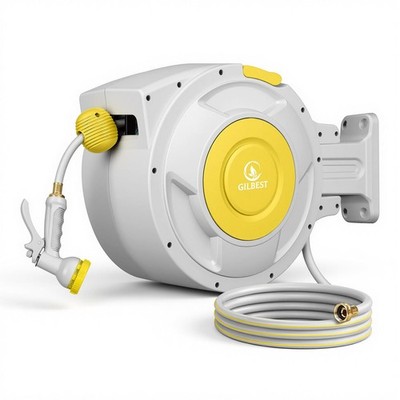 5/8'' x 100 ft Retractable Garden Hose Reel, Heavy Duty Water Hose Reel Wall M...