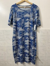 LuLaRoe Julia Form Fitting Midi Shirt Dress Women’s 2XL Retro Geometric Aztec