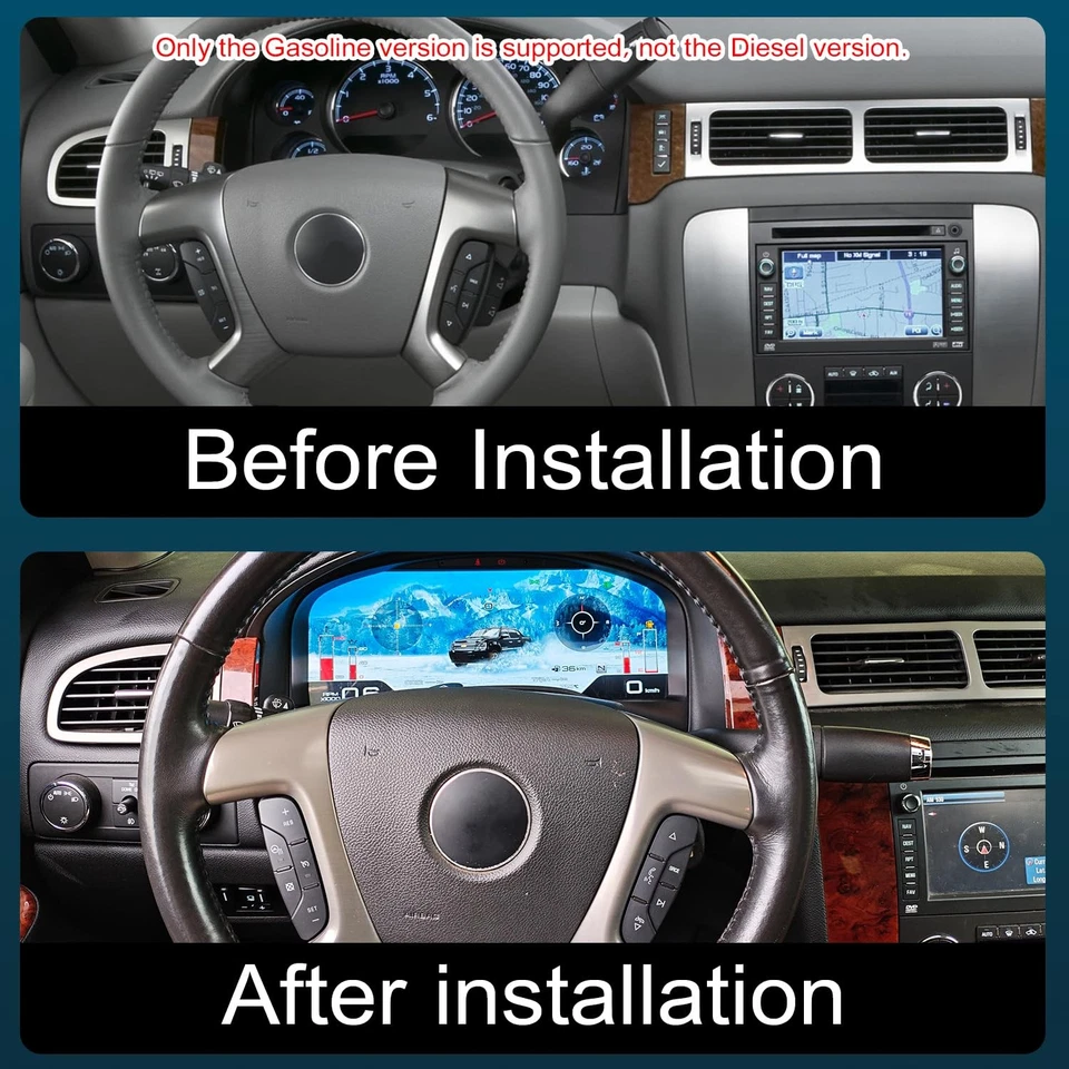 Instrumento de cuadro de calibre digital de 15" para GMC Yukon Chevrolet Silverado 2007-2013 Foto 2 de 4