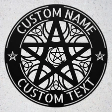 Personalized Pentacle Metal Sign Pentagram Home Decor Family Name Welcome Signs