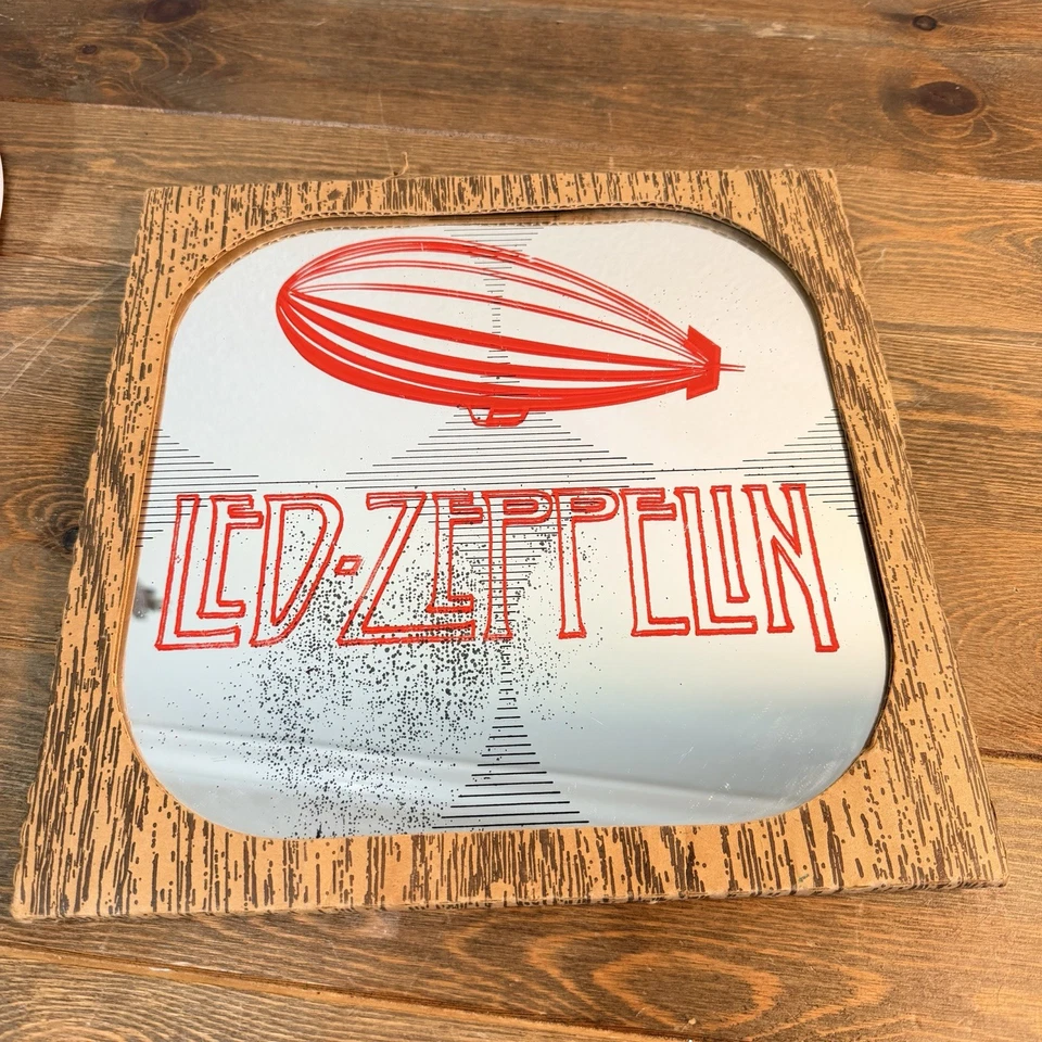 Espejo de carnaval vintage Led Zeppelin 12x12 imagen de canción de cisne de vidrio Foto 3 de 4
