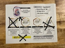 Miranda Lambert Stage Hand Pass List Sept 19, 2019 Grand Rapids Michigan