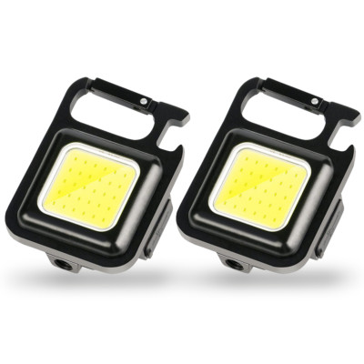 Lot of 2 800 Lumens Mini COB Flashlights Bright Rechargeable Keychain Light E