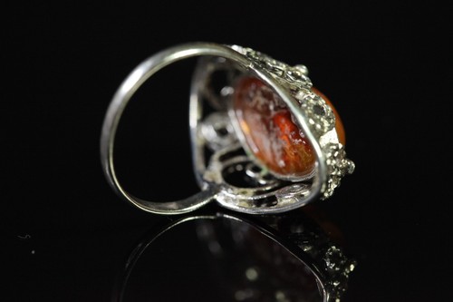 Vintage OLD NATURAL 3.7gr Butterscotch Egg Yolk Baltic Amber Stone Ring D1288 - Picture 6 of 9