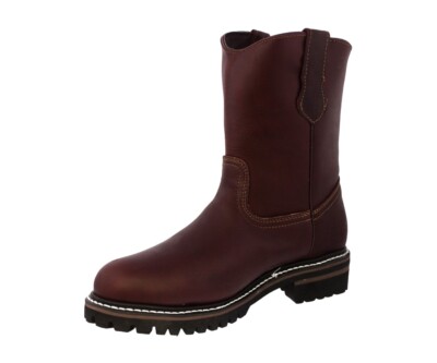 Mens Burgundy Traction Sole Work Boots Real Leather Oil  display picture 1