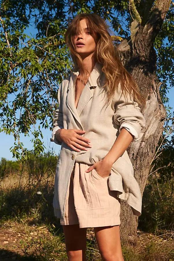 Linen oversized deals blazer