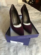 STUART WEITZMAN burgundy suede pointed toe heels sz 8
