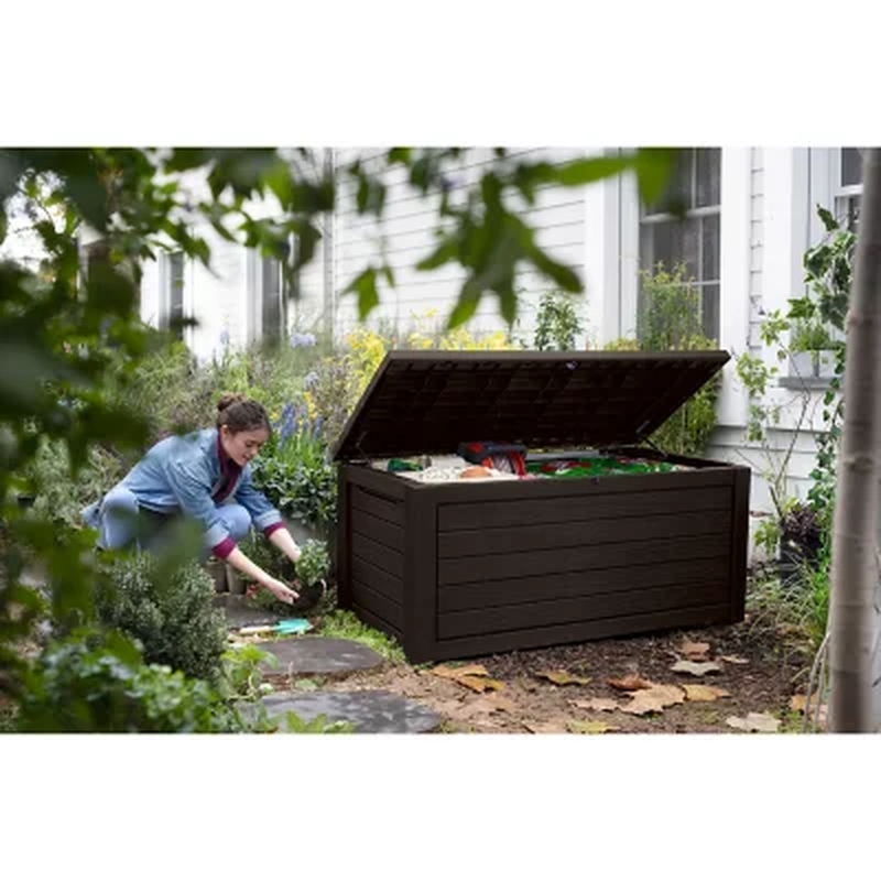 Keter 165 Gallon Outdoor Patio Storage Deck Box Bench Weatherproof Resin GRAY eBay