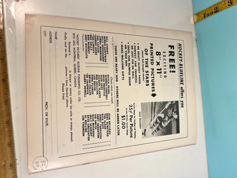 Maio 1957 Hóquei Blueline com Milt Schmidt Auto Gordie Howe Capa ALTA QUALIDADE!!🔥 - Imagem 4 de 4