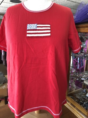 Quacker Factory 1X Cotton Flag Blouse #2288