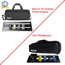 AZOR Pedalboard With Built-in 10 Output Power Supply & Mini Pedal BoardBag Combo