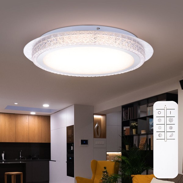 Kristalllampe Deckenleuchte Wohnzimmerleuchte Led Rund Cct Fernbedienung Dimmbar-image
