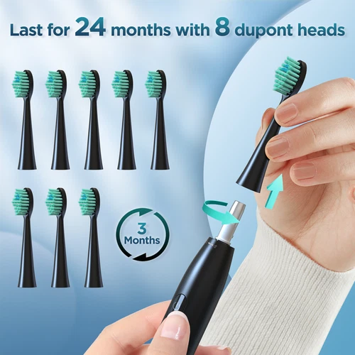 SEJOY Sonic Electric Toothbrush 5 Modes 8 Replacement Brush Heads Rechargeable - Picture 4 of 7
