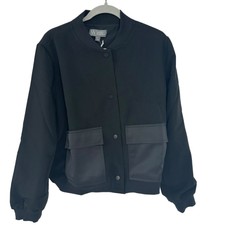 New Worthington + Jason Bolden Black Snap Front Jacket Sz Large