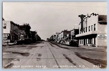 Chamberlain South Dakota SD Main Street South Real Photo Postcard RPPC 1930s-40s