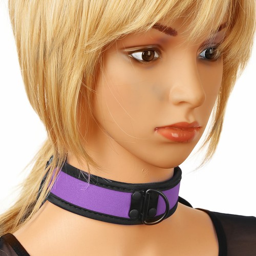 US Männer Frauen verstellbar gepolsterter Halsketten Halsband + Metall D-Ring Halskette - Bild 36 von 54