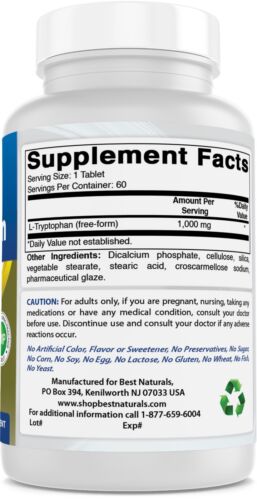 Best Naturals L-triptofano 1000 mg 60 compresse - Foto 5 di 7