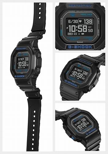 Casio G-SHOCK DW-H5600-1A2JR with heart rate monitor Black × Blue