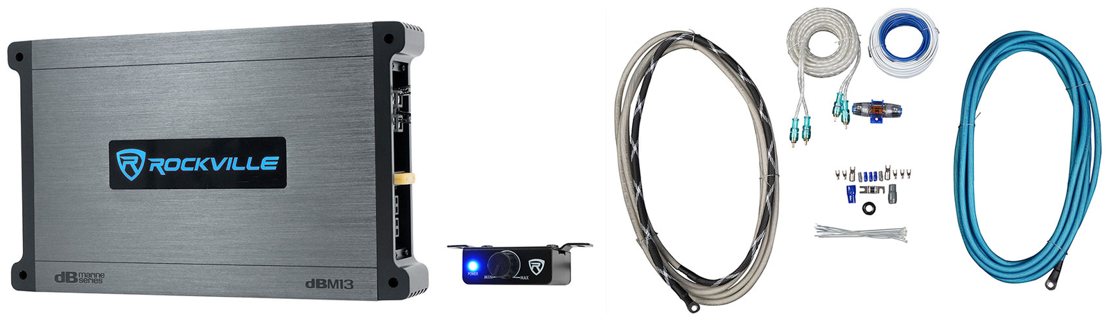Rockville DBM13 3000 Вт Пиковый 750 Вт среднеквадратичный монофонический морской усилитель для лодок Пульт дистанционного управления Комплект усилителей 31190₽