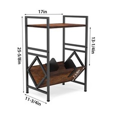 Album CD Storage Rack, Dark Walnut Wooden and Metal Built CD Books Storage Rack