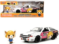 1/24 Jada 1986 Toyota Trueno (AE86) #25 & Aggretsuko Figure Diecast Model 33725