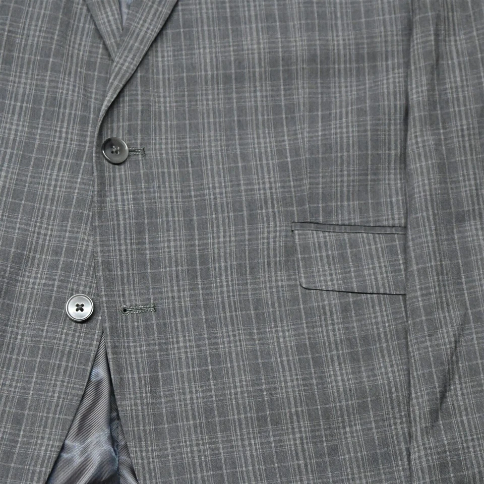 NEW Beverly Hills Polo Club 50R 46 Gray Check Mens Sport Coat Jacket Pants Suit - Image 3 of 4