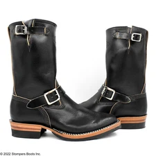 Mister Lou” 10" Engineer Boots – Black Horsehide | Dr. Sole Half Sole | USA