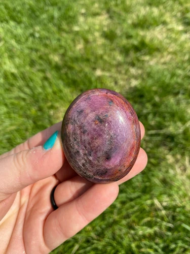 Ruby Palm Stone - Polished Natural Ruby Palm Stone, Large Gemstone