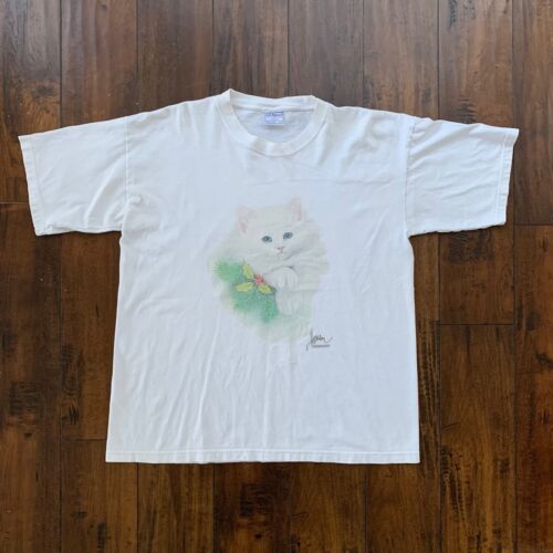 T-shirt vintage Cats Animals Pet Lover An 2000 années 90 mignon humour drôle art rap portrait - Photo 1 sur 11