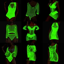 Luminous Glowing Lingerie Sexy Bodystocking Women Fishnet Outfit Bodysuit Party