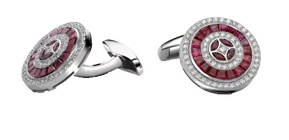 Gemelos Oro Blanco 14k Rubí para hombres