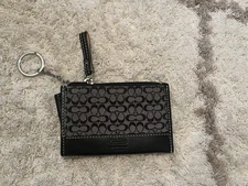 Coach Black Leather Mini Skinny ID Case Credit Card Wallet Coin Purse