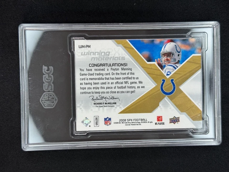 Parche doble Peyton Manning/25 8 SGC Colts SPx Winning Materials 2008 AFC/NFC Foto 2 de 2