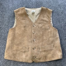 Vintage Gap Suede Leather Vest Button Down Cinch Waist Beige Taupe Mens Size M