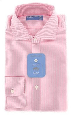 Barba Napoli Pink Striped Shirt - Extra Slim - 17/43 - (LFU13R424204)