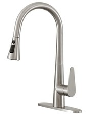 18 inch High Brushed Nickel Kitchen Faucet with Pull Down Sprayer, Single Han...