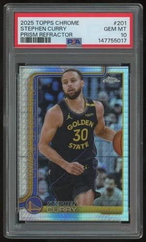 STEPHEN CURRY 2025-26 TOPPS CHROME PRISM REFRACTOR #201 PSA 10