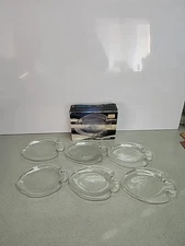 Vintage Arcoroc Glass Fish Plates Appetizers Desserts Small FRANCE Set of 6