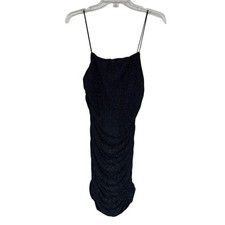 Princess Polly Black Glitter Bodycon Mini Dress Womens 10 Ruched Baddie Party
