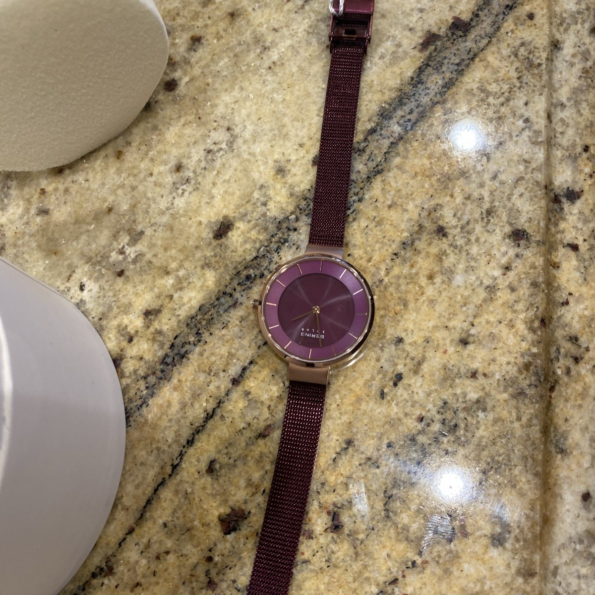 Bering Slim Solar Rose-Gold Case Purple Dial Mesh Band Lady\'s Watch 14631-969#A2 Bering Women main image 2