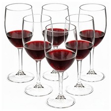 Set of 6 Clear High Quality Plastic Wine Glasses Goblets Indoor Outdoor Reusable
