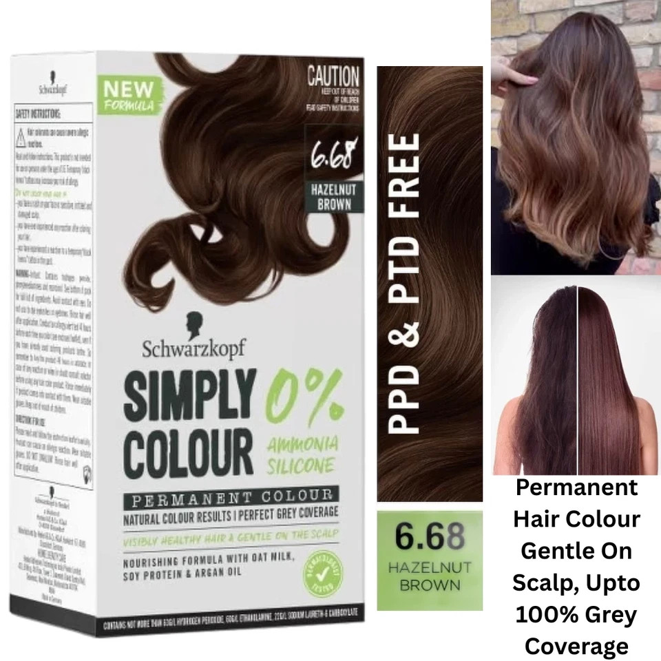 Schwarzkopf Simply Colour for stylish hair shade 6.68 Hazelnut Brown 142.5ml