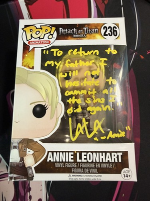 #ad Funko POP Animation Attack On Titan Annie Leonhart Signed by Lauren Landa w JSA $250.00