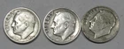 Lot Of 3 Roosevelt 90% Silver Dimes: 1950-D, 1952-D and 1953-D - NR