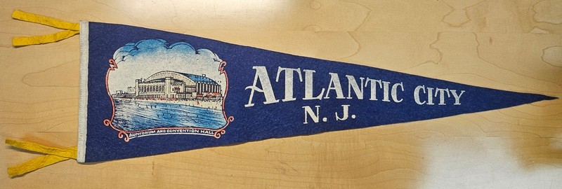 Vintage Felt Navy Atlantic City, New Jersey Pennant | 1940s-1950s