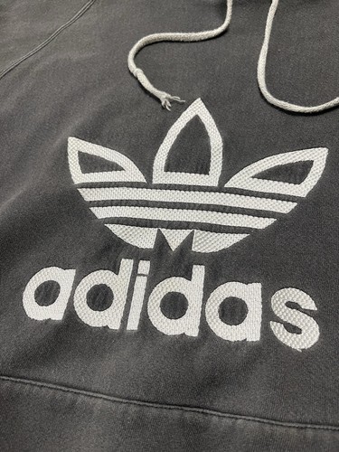 Vintage FADED Adidas Embroidered Trefoil Made in USA Hoodie Sweatshirt Oversized - Picture 3 of 8