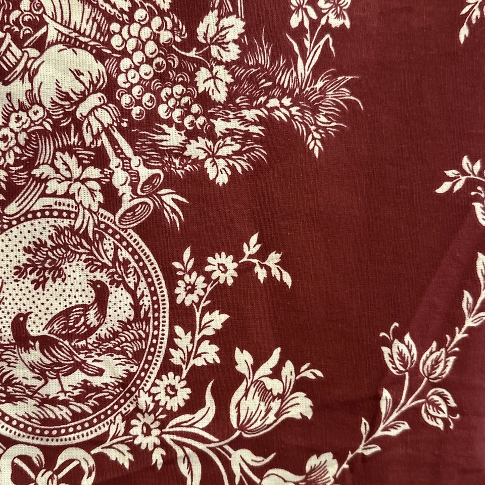 RARO-Waverly-COUNTRY HOUSE TOILE/CODORNIZ-Cortina de Ducha-Rojo Oscuro/Crema-NUEVO-Encantador Foto 3 de 4